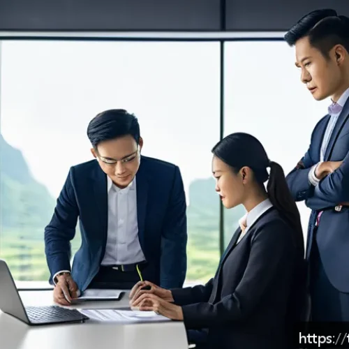 Home 25 지방재정분야 이직 성공 비결 - A professional Thai finance team meeting in a modern office, diverse group of men and women in busin...